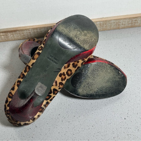 DONALD J PLINER COUTURE TIFF Leopard Calf Hair Peep Toe Pumps Heels 6M - Picture 9 of 12